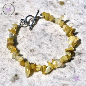 Yellow Opal Chip Bracelet With Silver Toggle Clasp